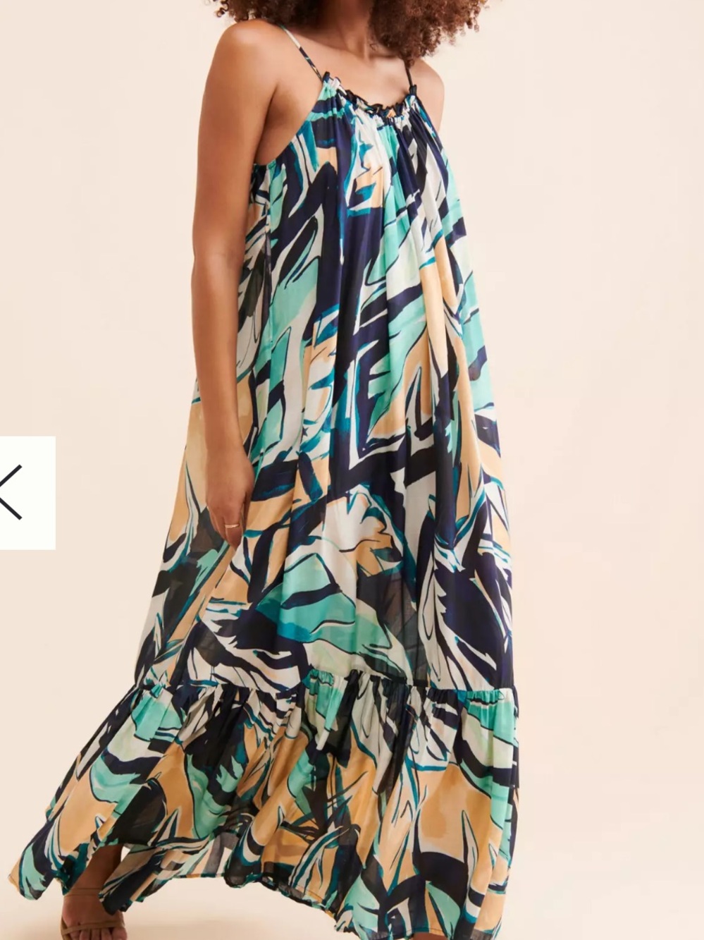 Anthropologie blue green long flowy maxi lightweight dress size XS - Picture 3 of 8